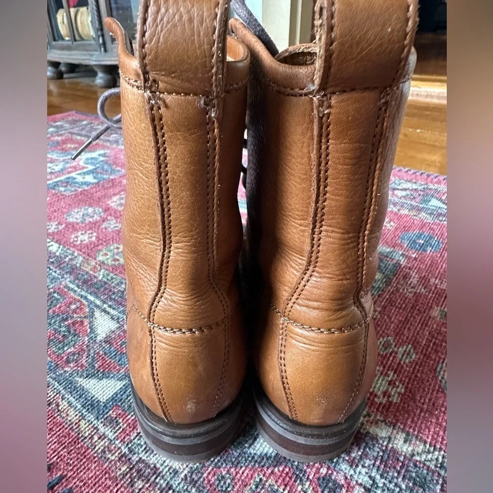Frye Veronica Combat Boot Women’s US 7 Camel Leather Lace-Up - Picture 6 of 11